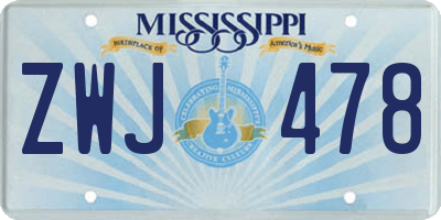 MS license plate ZWJ478