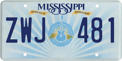 MS license plate ZWJ481