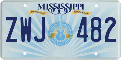 MS license plate ZWJ482