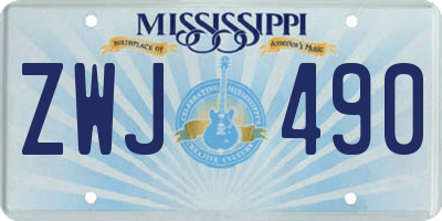 MS license plate ZWJ490