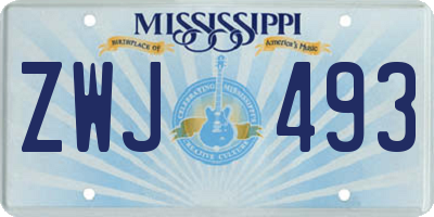 MS license plate ZWJ493