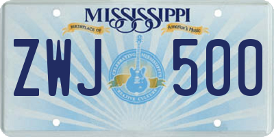 MS license plate ZWJ500