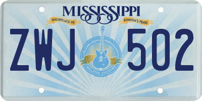 MS license plate ZWJ502