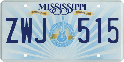 MS license plate ZWJ515