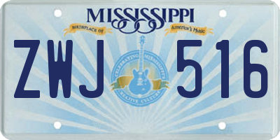 MS license plate ZWJ516