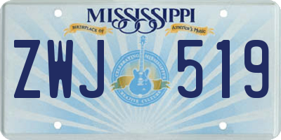 MS license plate ZWJ519