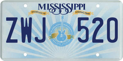 MS license plate ZWJ520