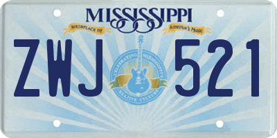 MS license plate ZWJ521