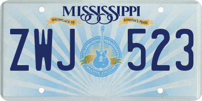 MS license plate ZWJ523