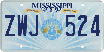 MS license plate ZWJ524