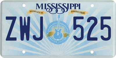 MS license plate ZWJ525