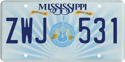 MS license plate ZWJ531