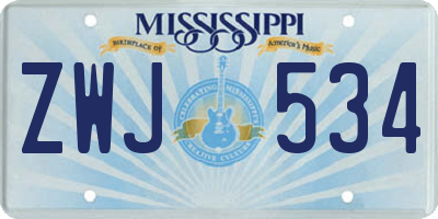 MS license plate ZWJ534