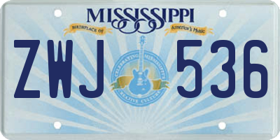 MS license plate ZWJ536