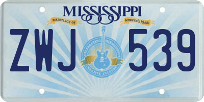 MS license plate ZWJ539
