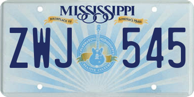 MS license plate ZWJ545