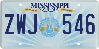 MS license plate ZWJ546