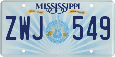 MS license plate ZWJ549