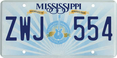 MS license plate ZWJ554