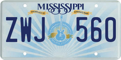 MS license plate ZWJ560