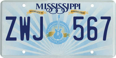 MS license plate ZWJ567