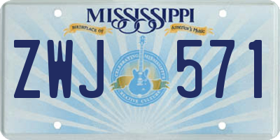 MS license plate ZWJ571