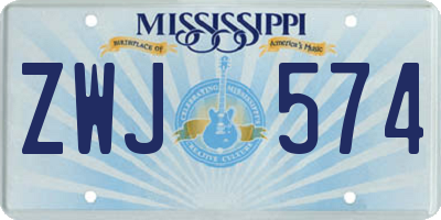 MS license plate ZWJ574