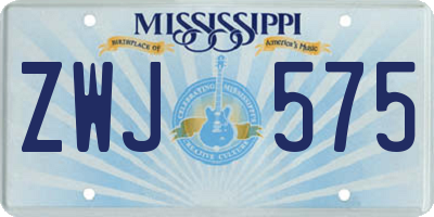 MS license plate ZWJ575