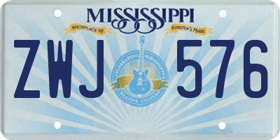 MS license plate ZWJ576