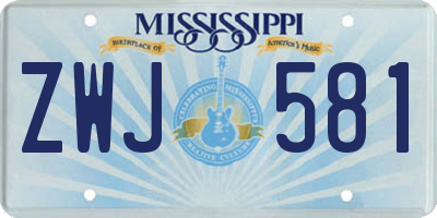 MS license plate ZWJ581