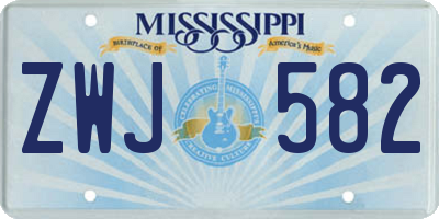 MS license plate ZWJ582