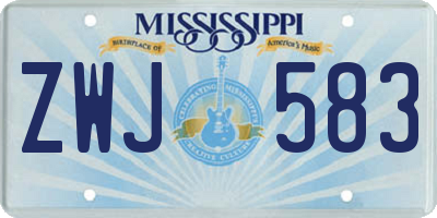 MS license plate ZWJ583