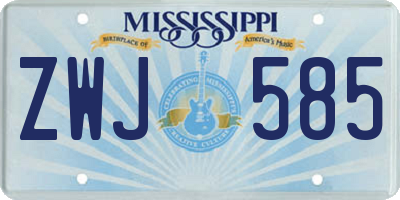 MS license plate ZWJ585