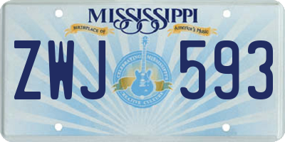 MS license plate ZWJ593