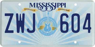 MS license plate ZWJ604