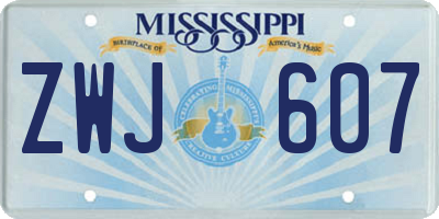 MS license plate ZWJ607