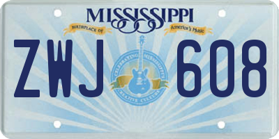 MS license plate ZWJ608
