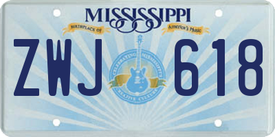 MS license plate ZWJ618