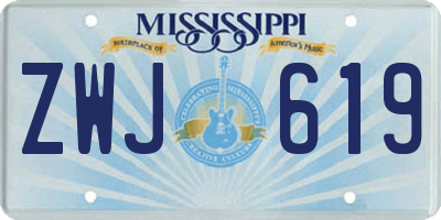 MS license plate ZWJ619