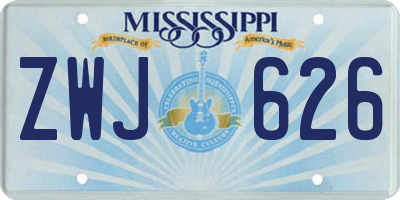 MS license plate ZWJ626