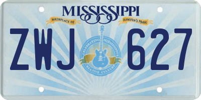 MS license plate ZWJ627