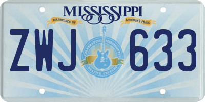 MS license plate ZWJ633