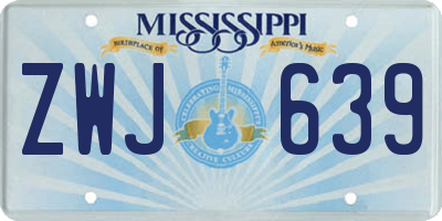 MS license plate ZWJ639
