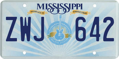 MS license plate ZWJ642