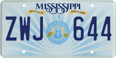 MS license plate ZWJ644