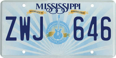 MS license plate ZWJ646