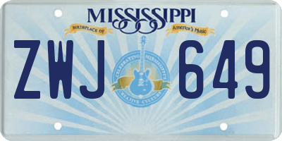 MS license plate ZWJ649