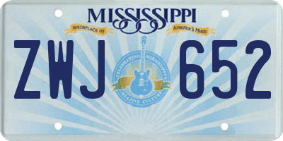 MS license plate ZWJ652