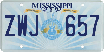 MS license plate ZWJ657