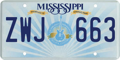 MS license plate ZWJ663
